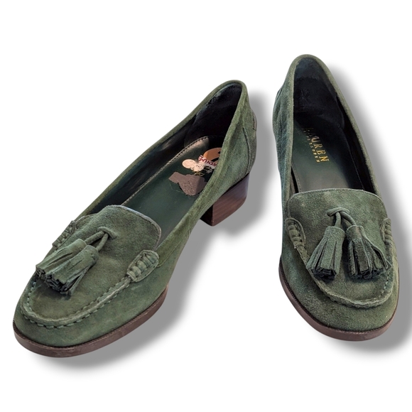 Lauren Ralph Lauren Shoes - Lauren Ralph Lauren Women's Vintage Green Suede Tassel Loafers, Size 7